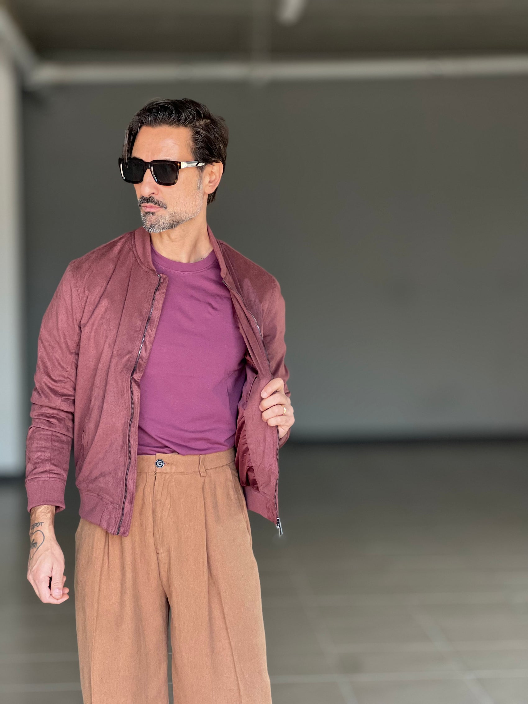 ECO-LEATHER BIKER WITH BLACK ON BLACK STUD