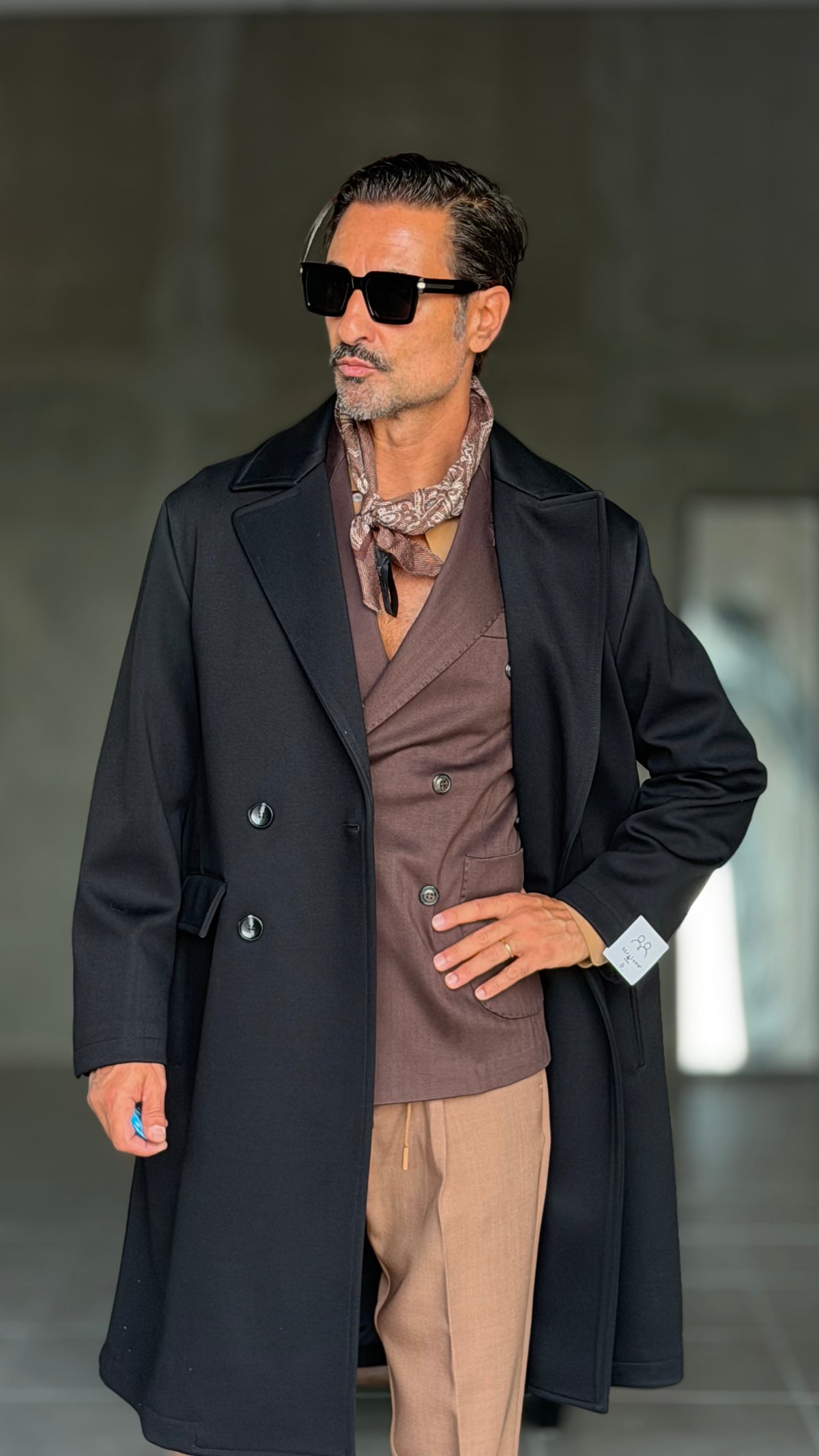 CAPPOTTO  DOPPIPETTO NERO OVER FIT  ALTATENSIONE