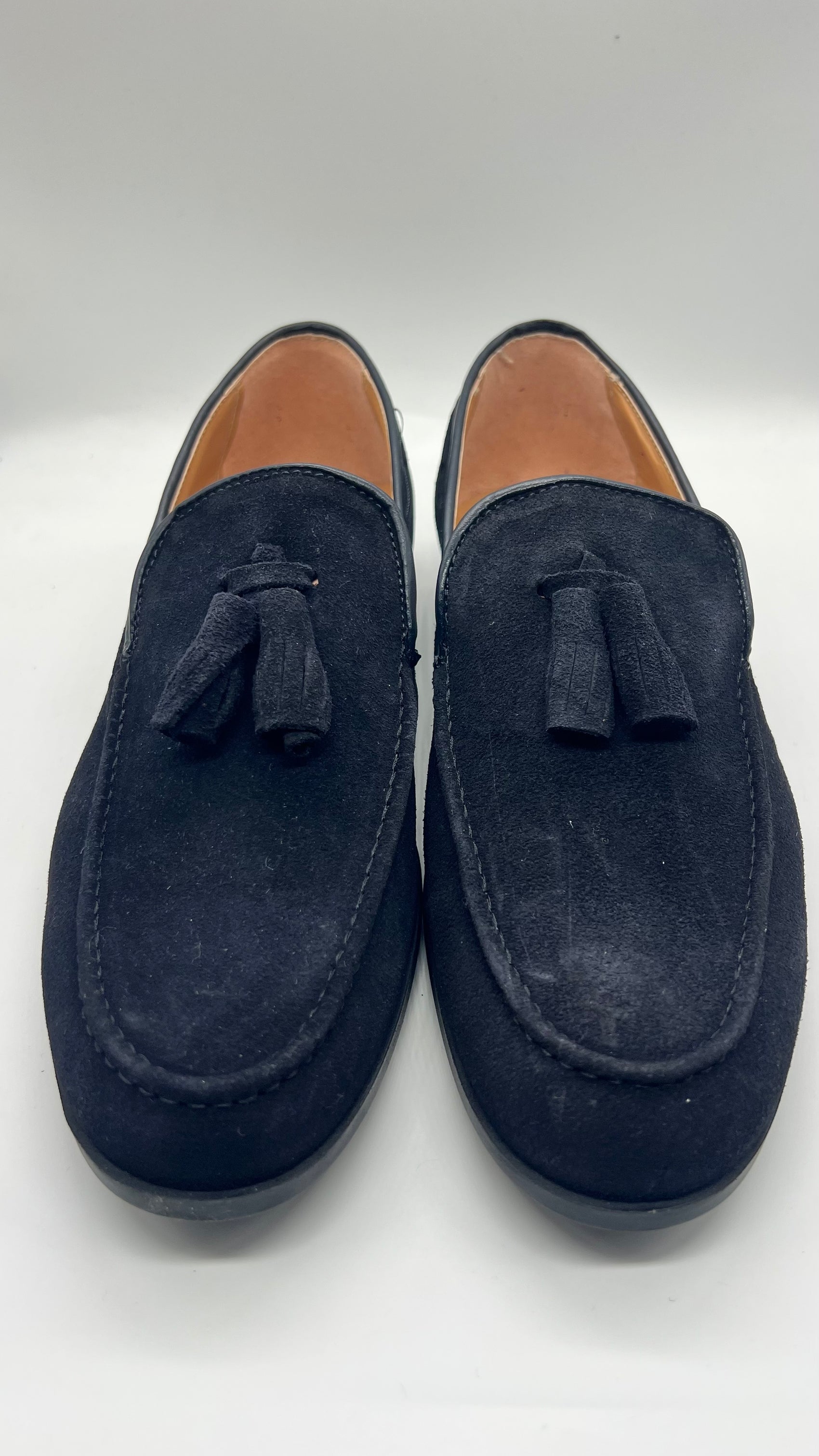 DOUBLE BUCKLE BLACK SUEDE LOAFERS
