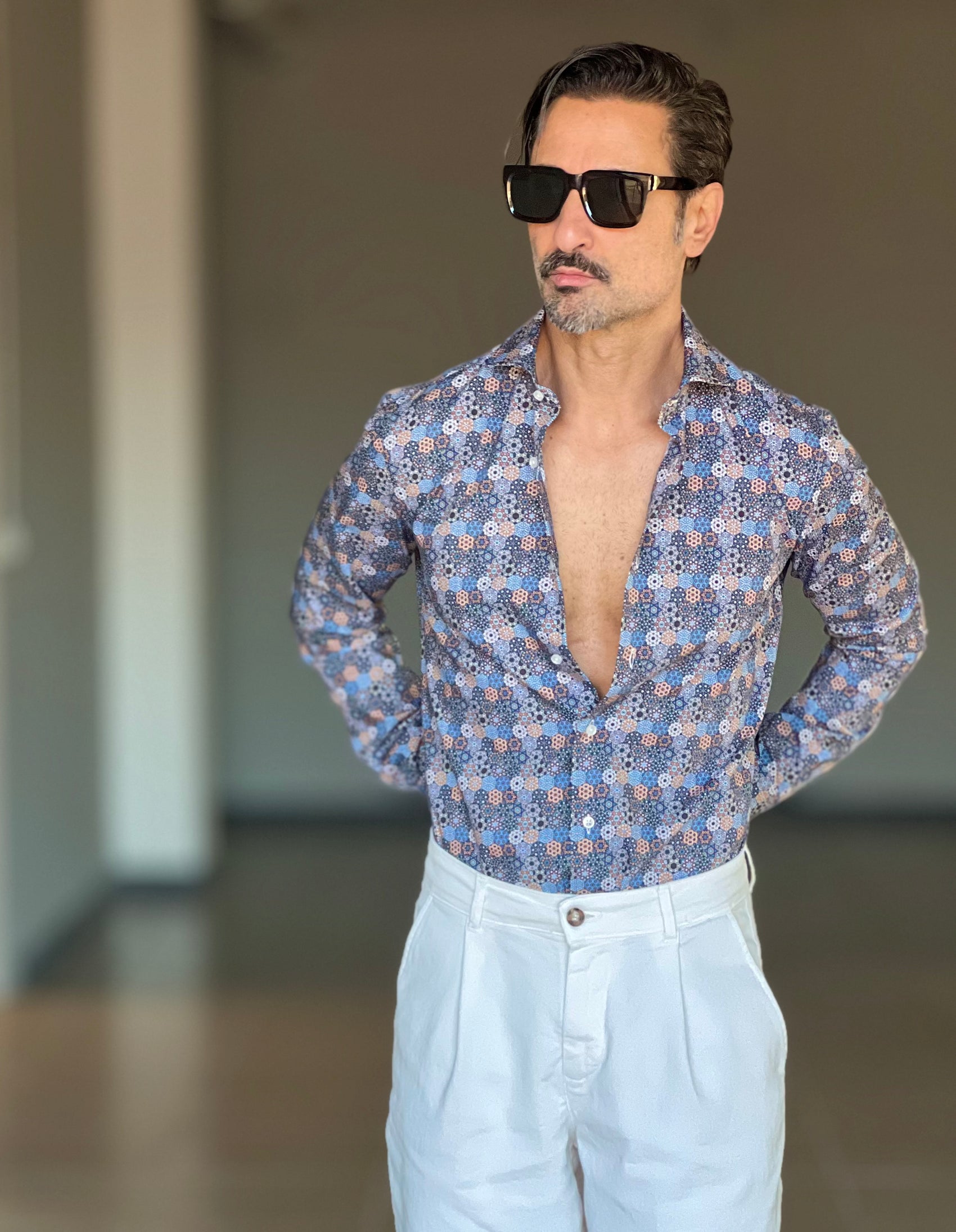 CAMICIA DEPOT EFFETTO MAIOLICA . COTONE DOPPIO RITORTO