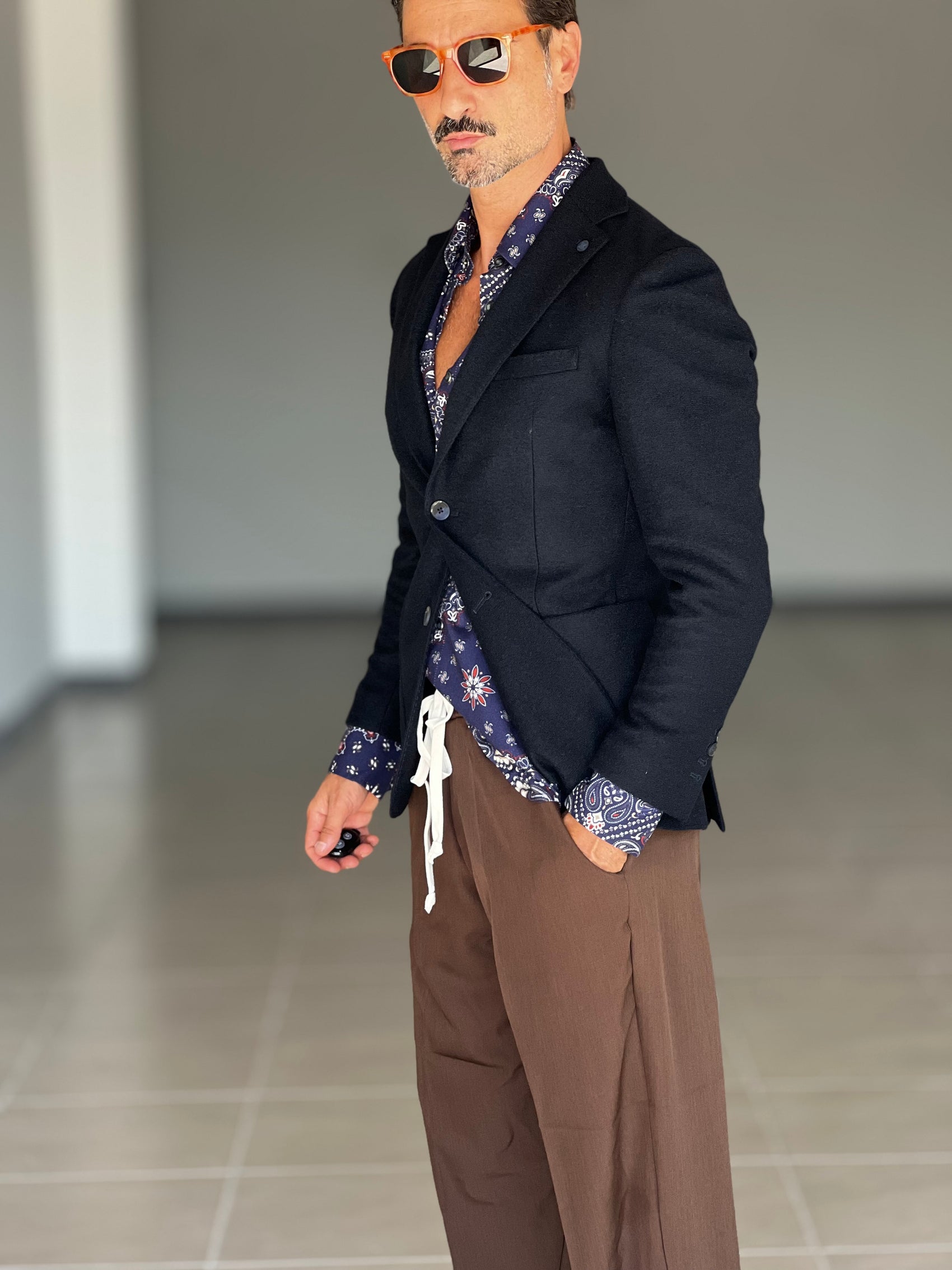 *GIACCA LANA E MISTI BLU XAGON MONOPETTO