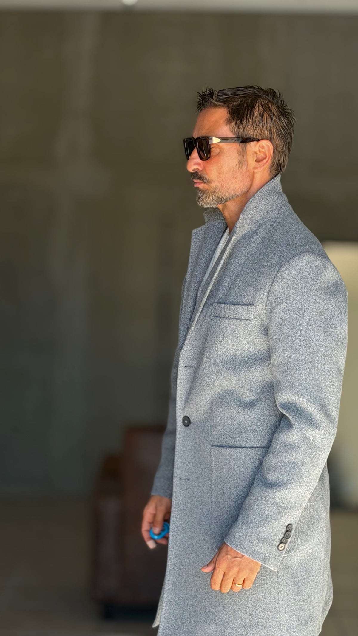 CAPPOTTO GRIGIO EFFETTO PANNO  MONOPETTO