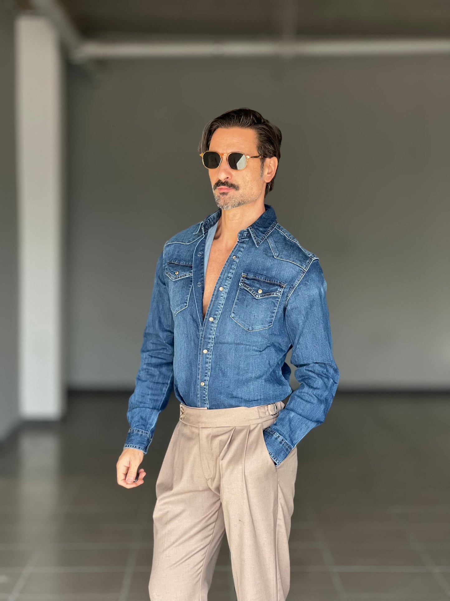 CAMICIA  DENIM LAVAGGIO MEDIO  TEXANA