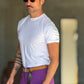 WHITE VISCOSE TROUSERS WITH REGULAR BOTTOM