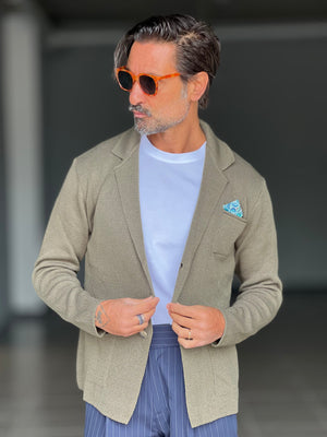 BEIGE COTTON OPEN CARDIGAN