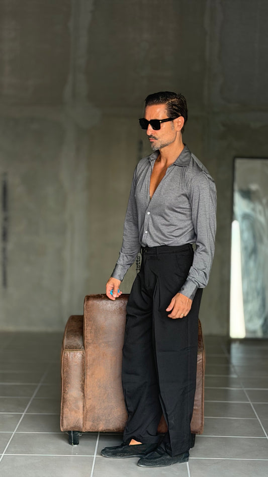 PANTALONE NERO   DOPPIAPINCES IN FONDO