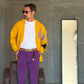 CARDIGAN GIALLO ROMBO   CROP  FIT  PESANTE