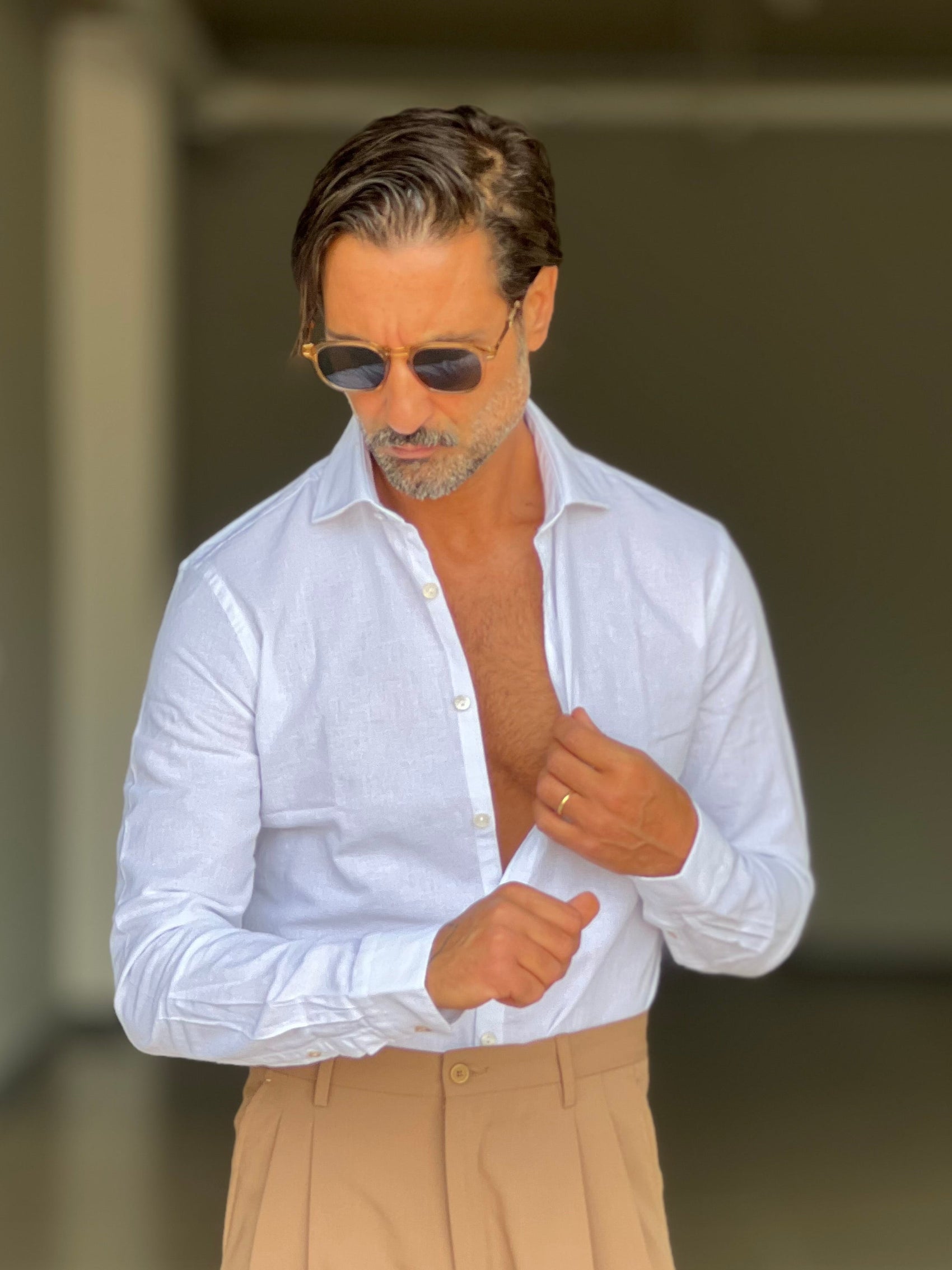 CAMICIA  BIANCA LINO E MISTI COLLO ITALIANO