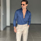CAMICIA BLU  EFFETTO MAGLINA TELAMIRA