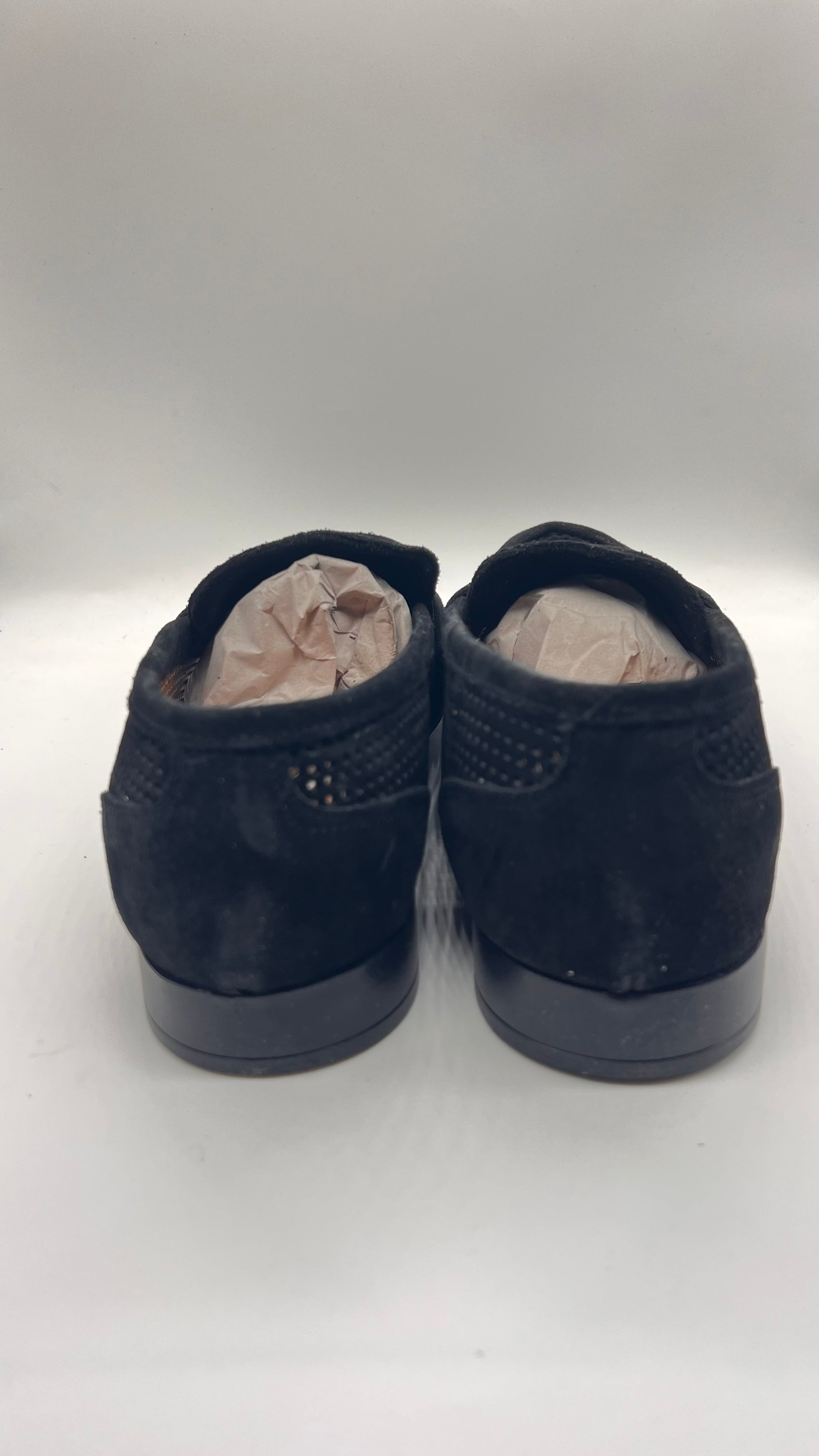 DOUBLE BUCKLE BLACK SUEDE LOAFERS
