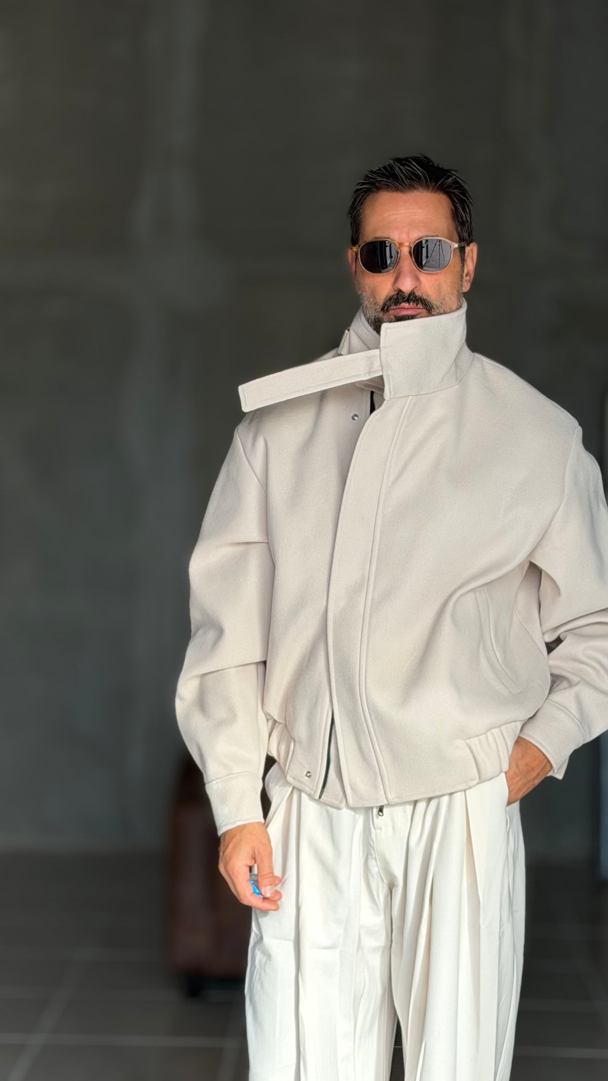 GIUBBINO BURRO  PANNO COLLO SCIARPA CROP 1062