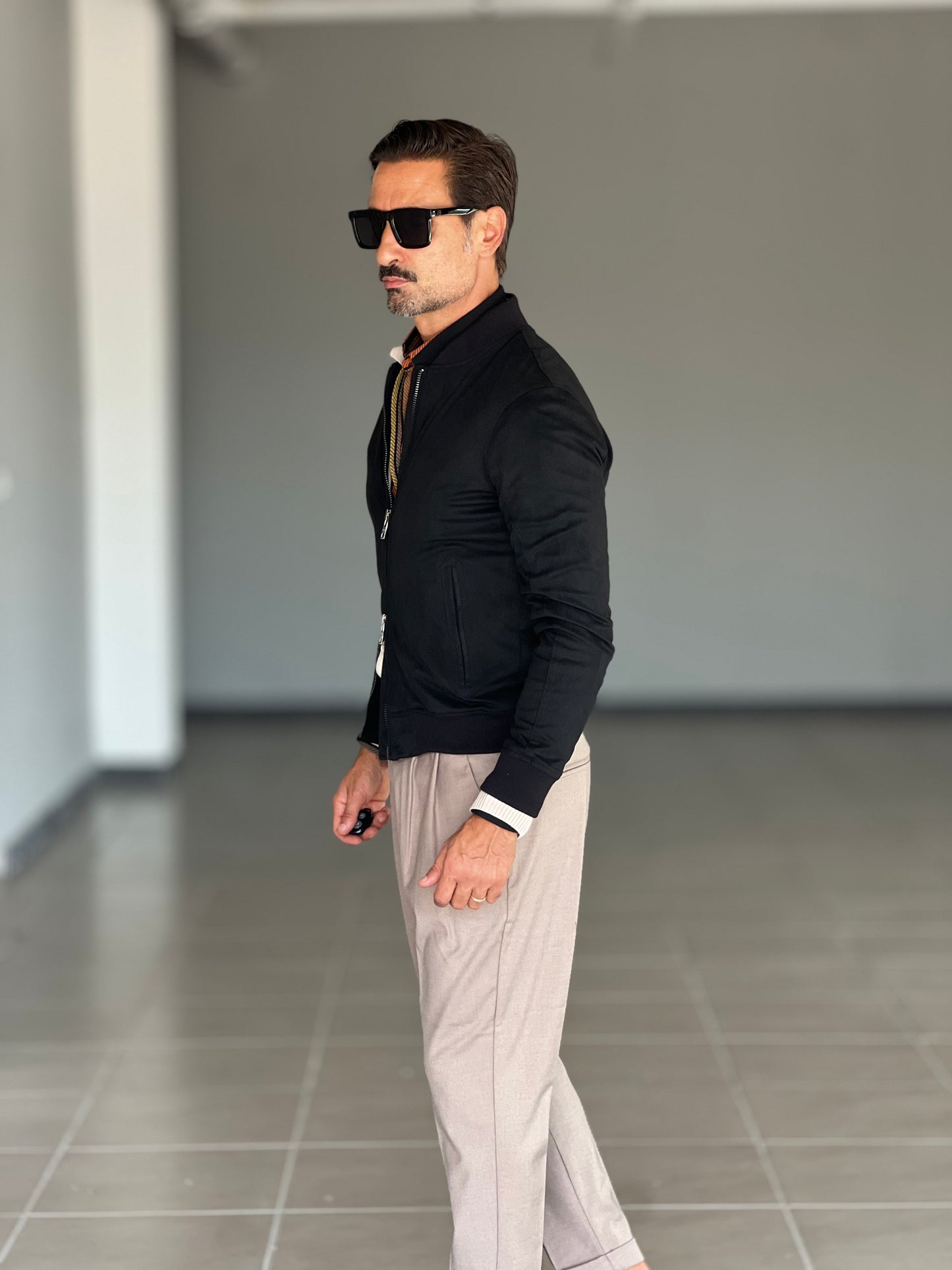 BOMBER ECOSUED NERO DOPPIA ZIP