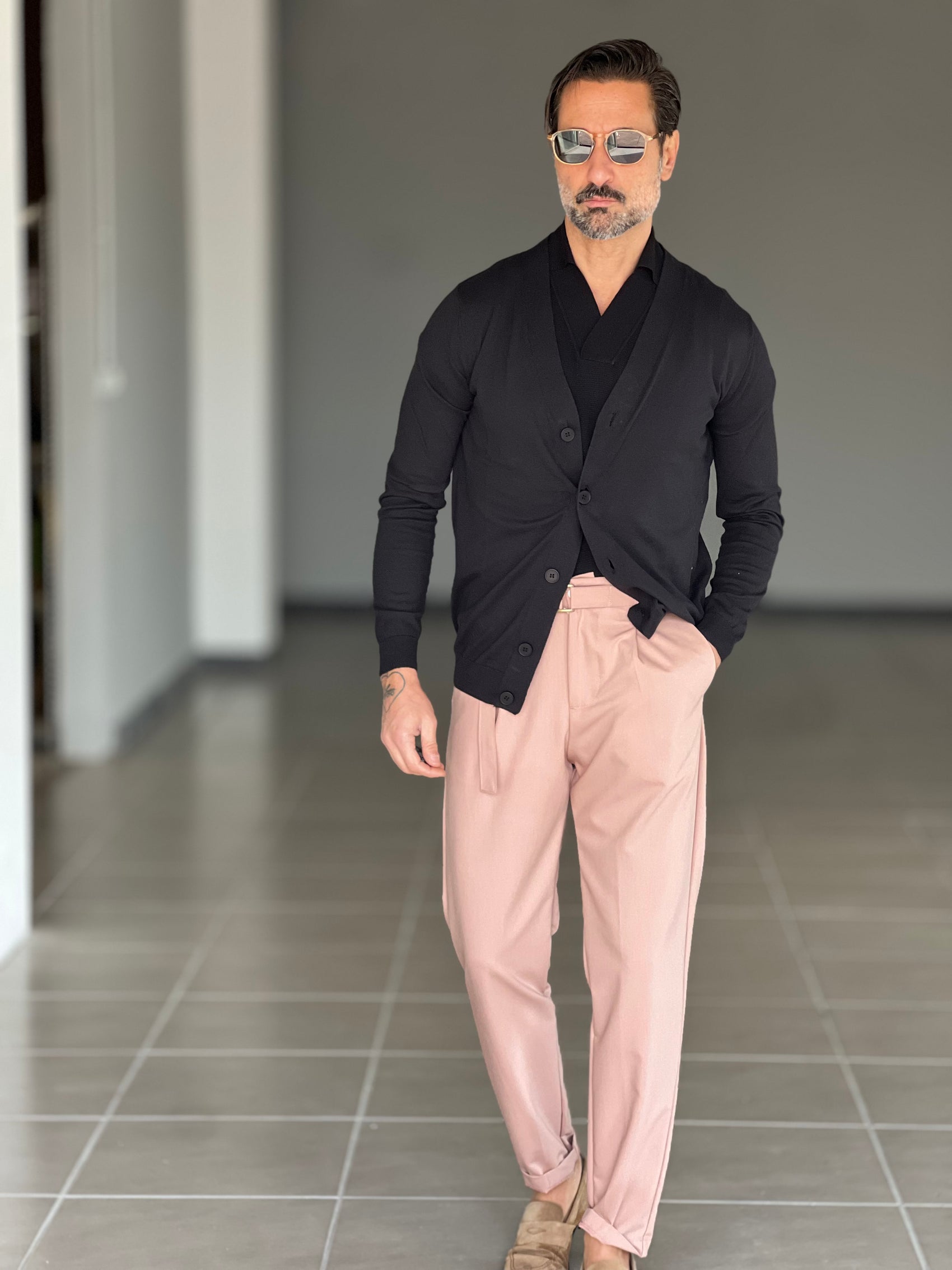 CARDIGAN RASATO  NERO COTONE