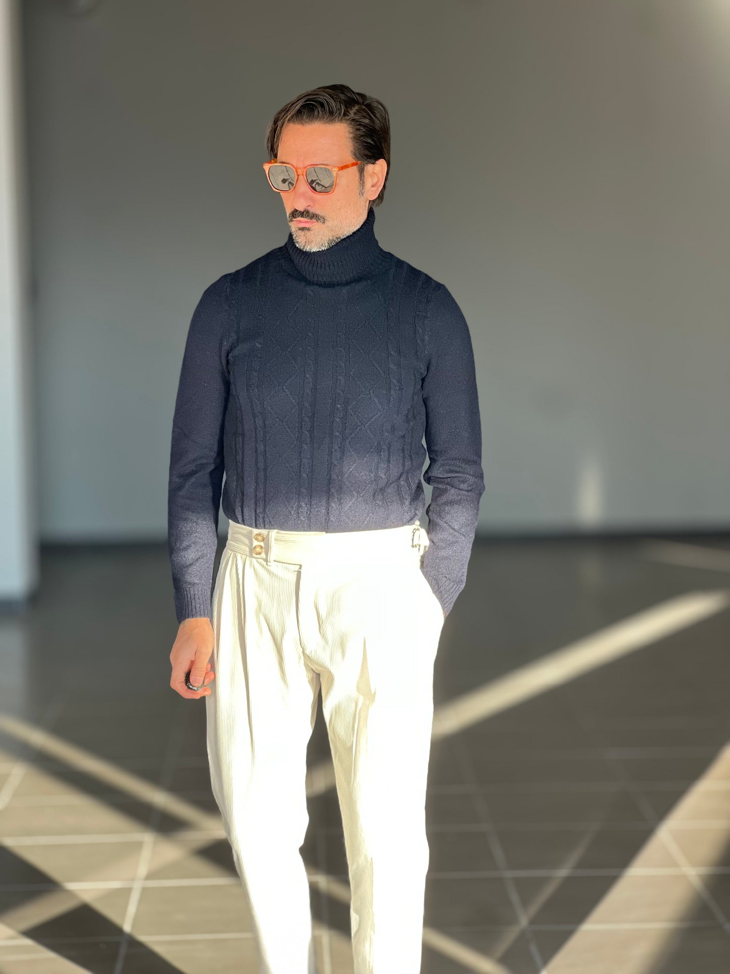 COLLO ALTO TRECCIA BLU  VISCOSA TELAMIRA