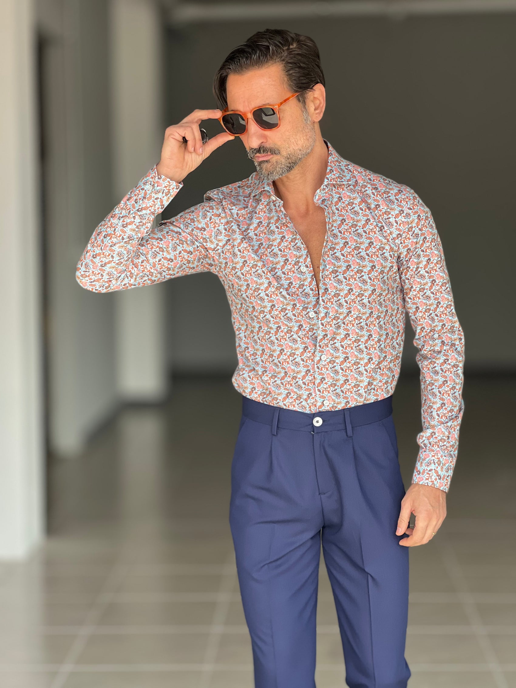 CAMICIA DEPOT EFFETTO FLOREALE. COTONE DOPPIO RITORTO