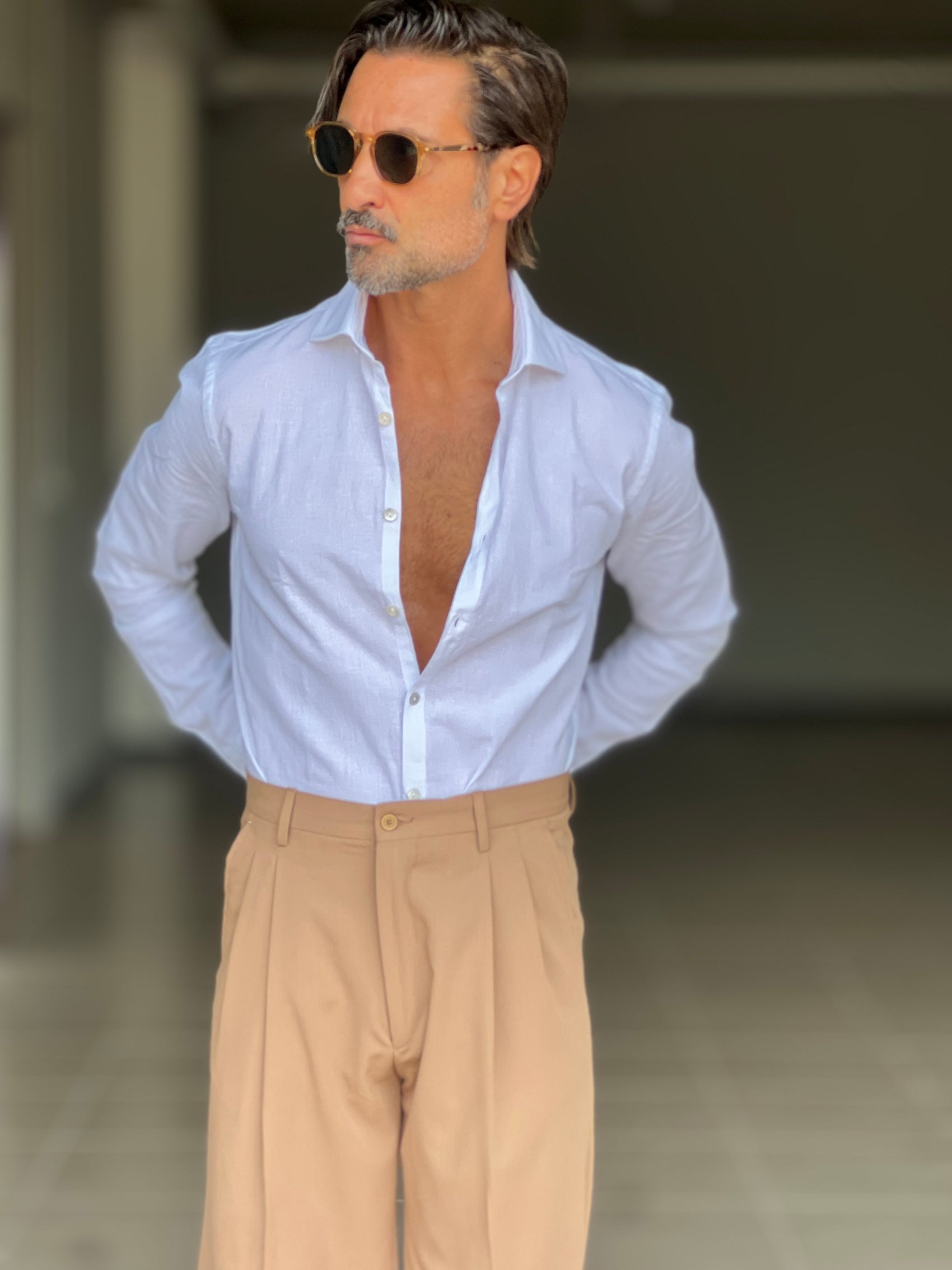 CAMICIA  BIANCA LINO E MISTI COLLO ITALIANO 558