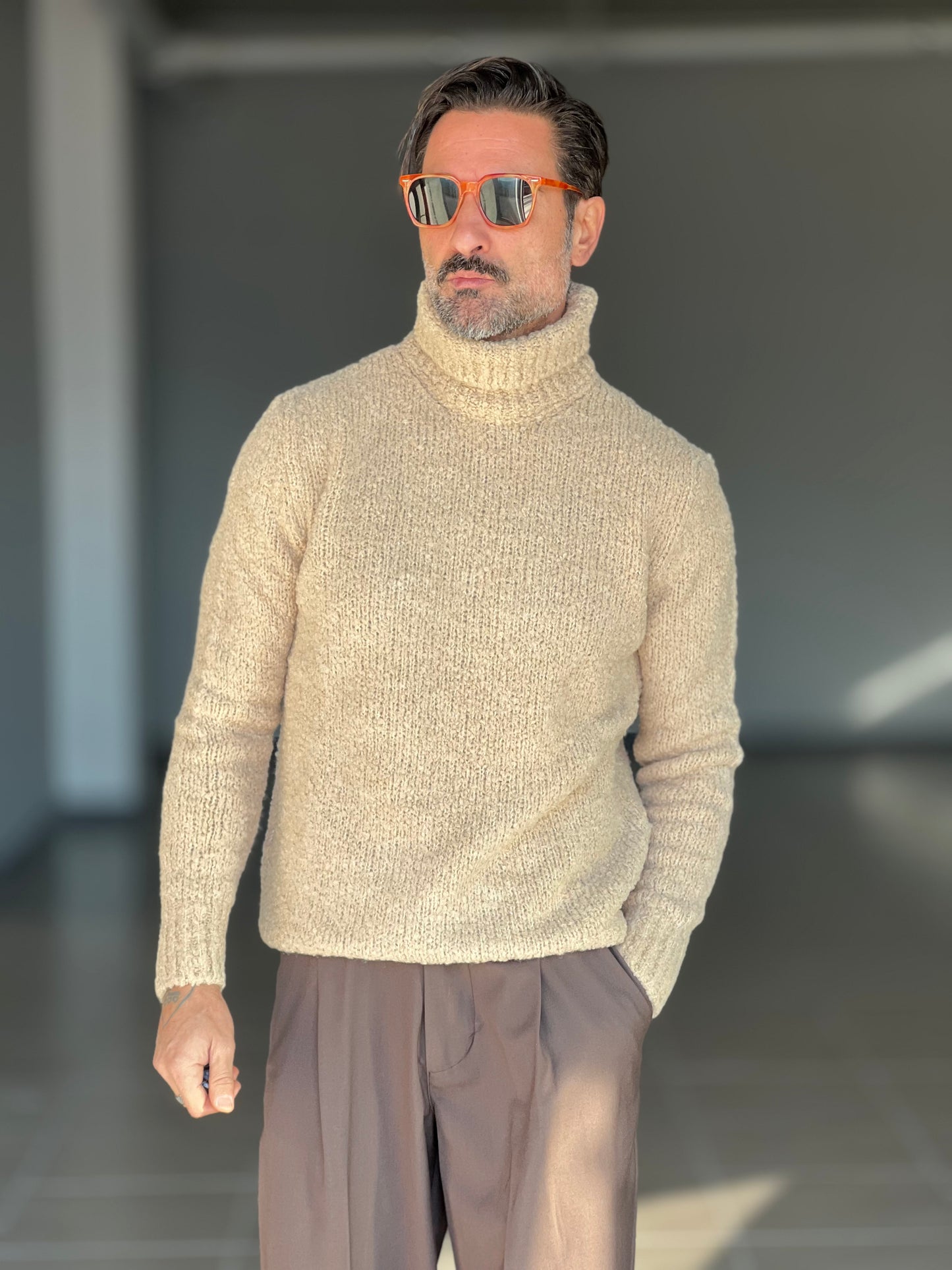 COLLO ALTO CAMMELLO LAVORAZIONE BOUCLE'