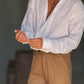 CAMICIA GESSATA BEIGE  KIMONO COTONE