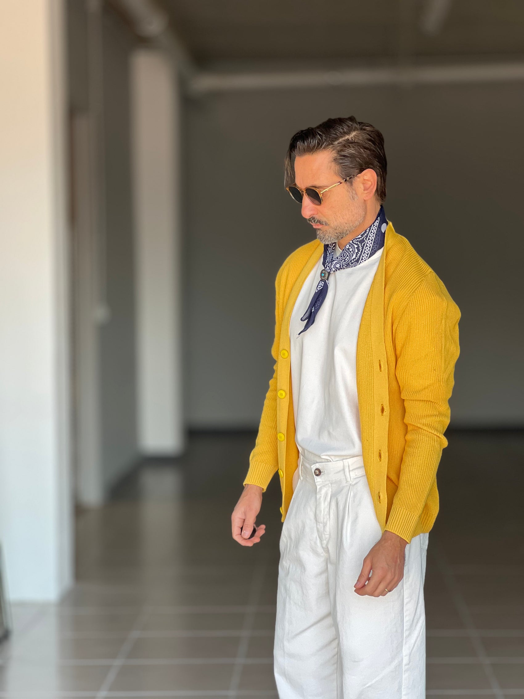 CARDIGAN GIALLO DERBY COTONE OVER FIT