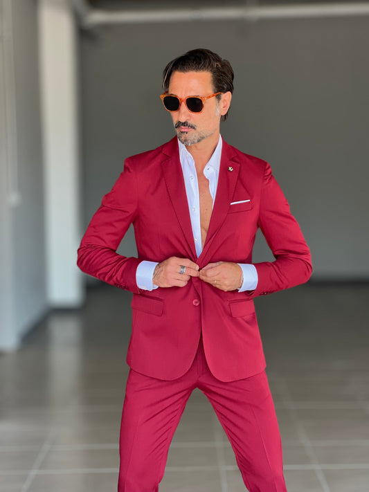 ABITO ROSSO MONOPETTO VISCOSA E MISTI