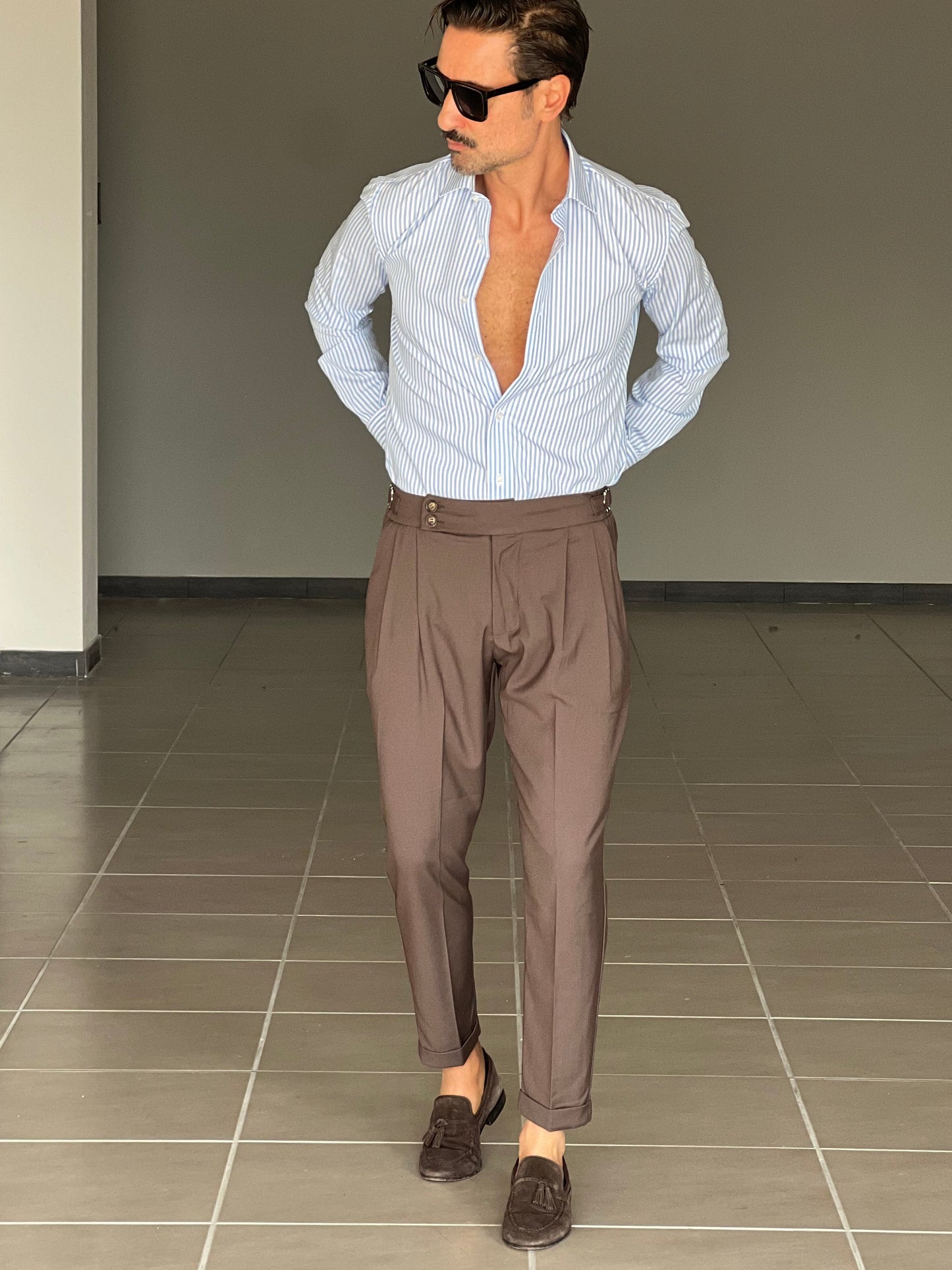 BLACK CHAIN ​​VISCOSE TROUSERS