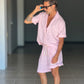 °COORDINATO CIPRIA  CAMICIA E BERMUDA EFFETTO LINO.