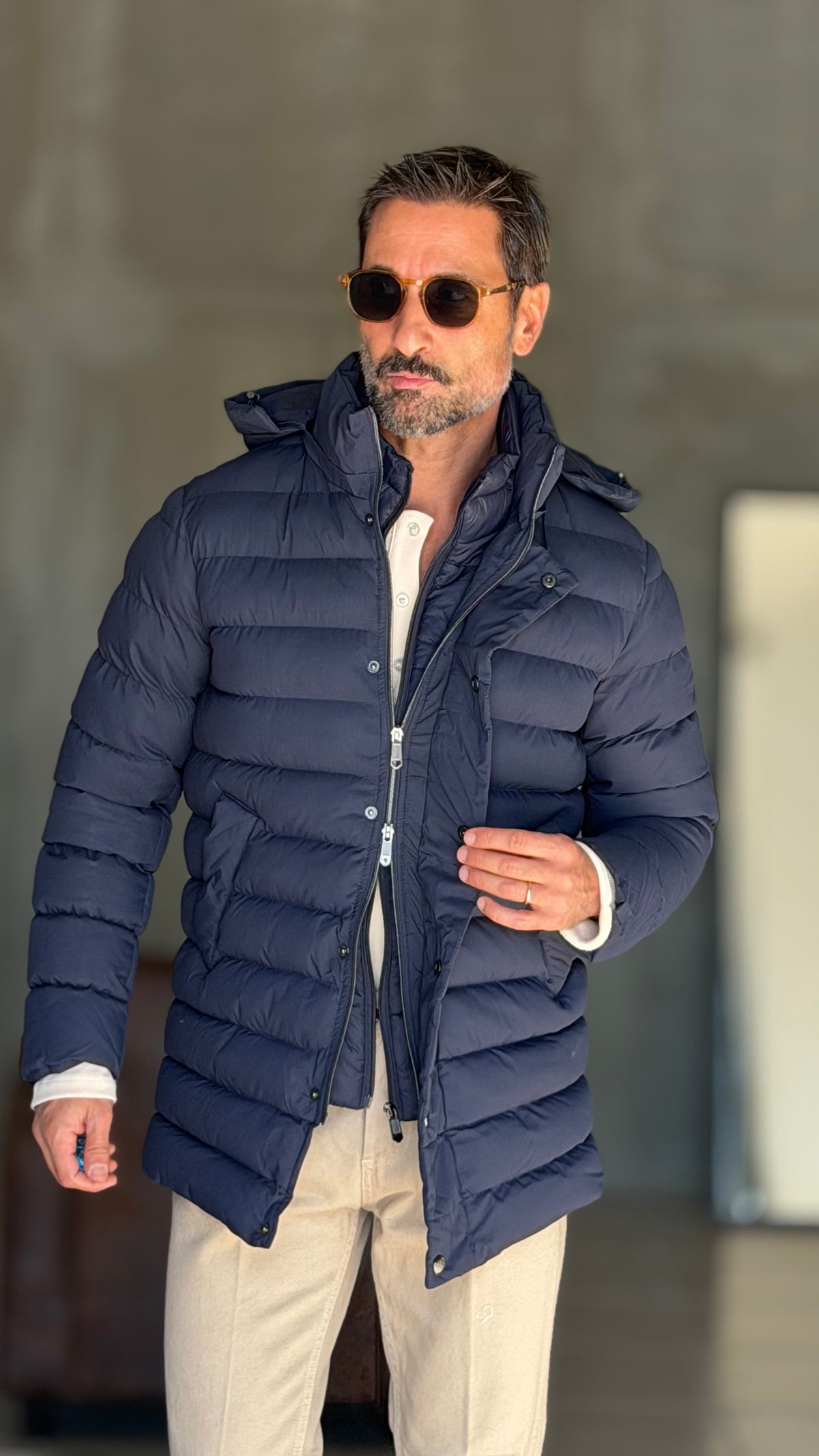 PIUMINO BLU  LUNGO TRAPUNTA INTERNA ESTRAIBILE HAPPER & COM