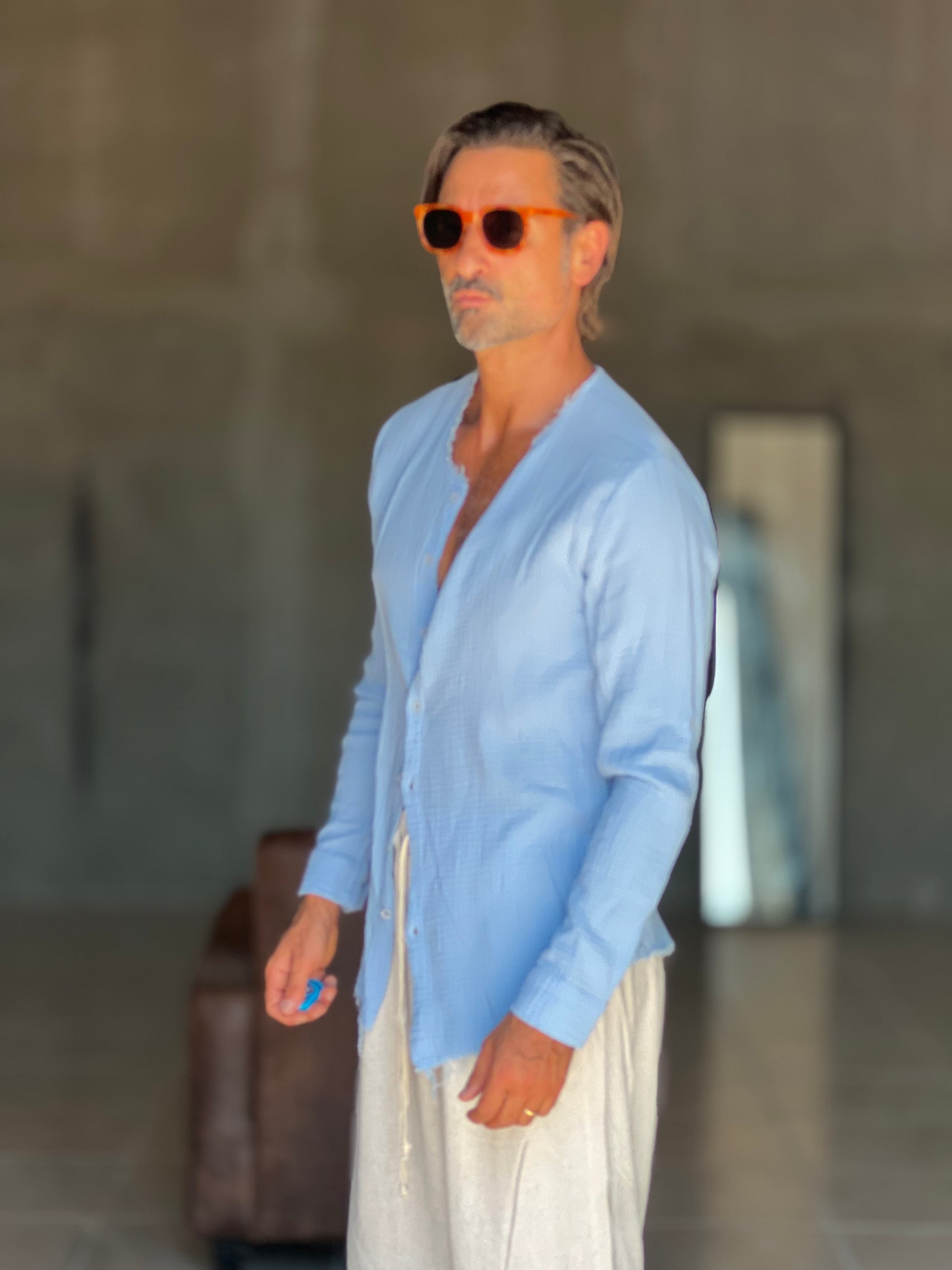 WHITE VISCOSE TROUSERS WITH REGULAR BOTTOM