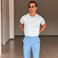 WHITE VISCOSE TROUSERS WITH REGULAR BOTTOM