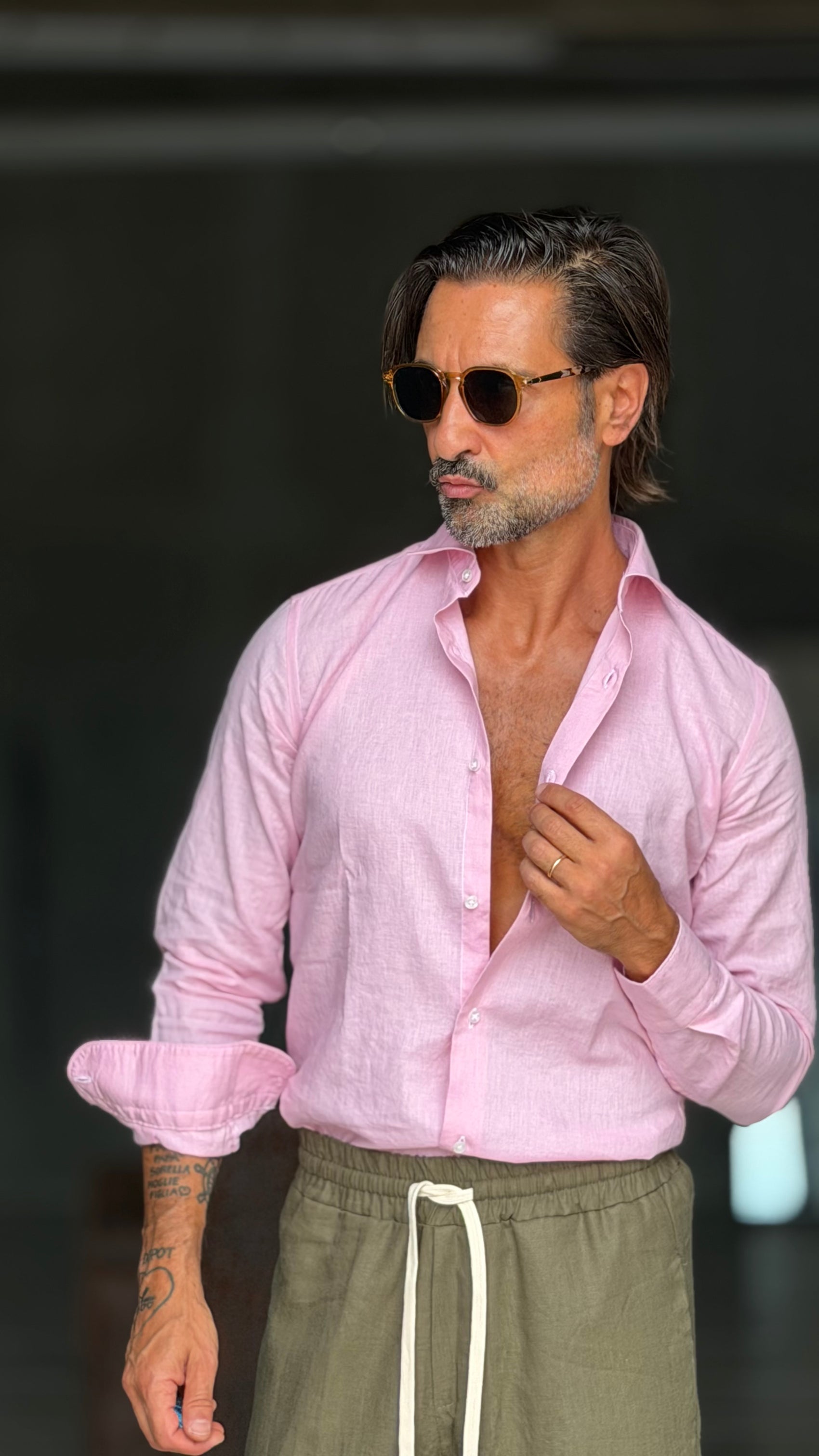 CAMICIA ROSA LINO COLLO ITALIANO