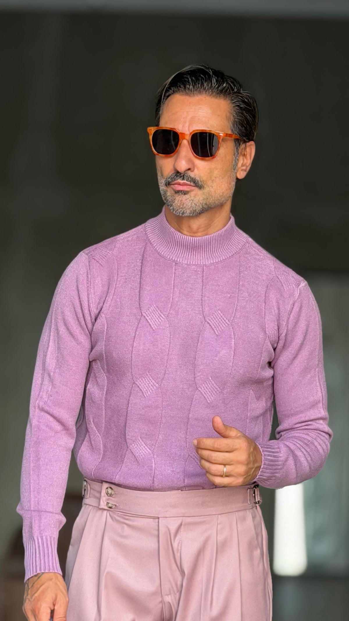 PULLOVER CIPRIA  MEZZO COLLO TRECCIA VISCOSA