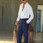 WHITE VISCOSE TROUSERS WITH REGULAR BOTTOM