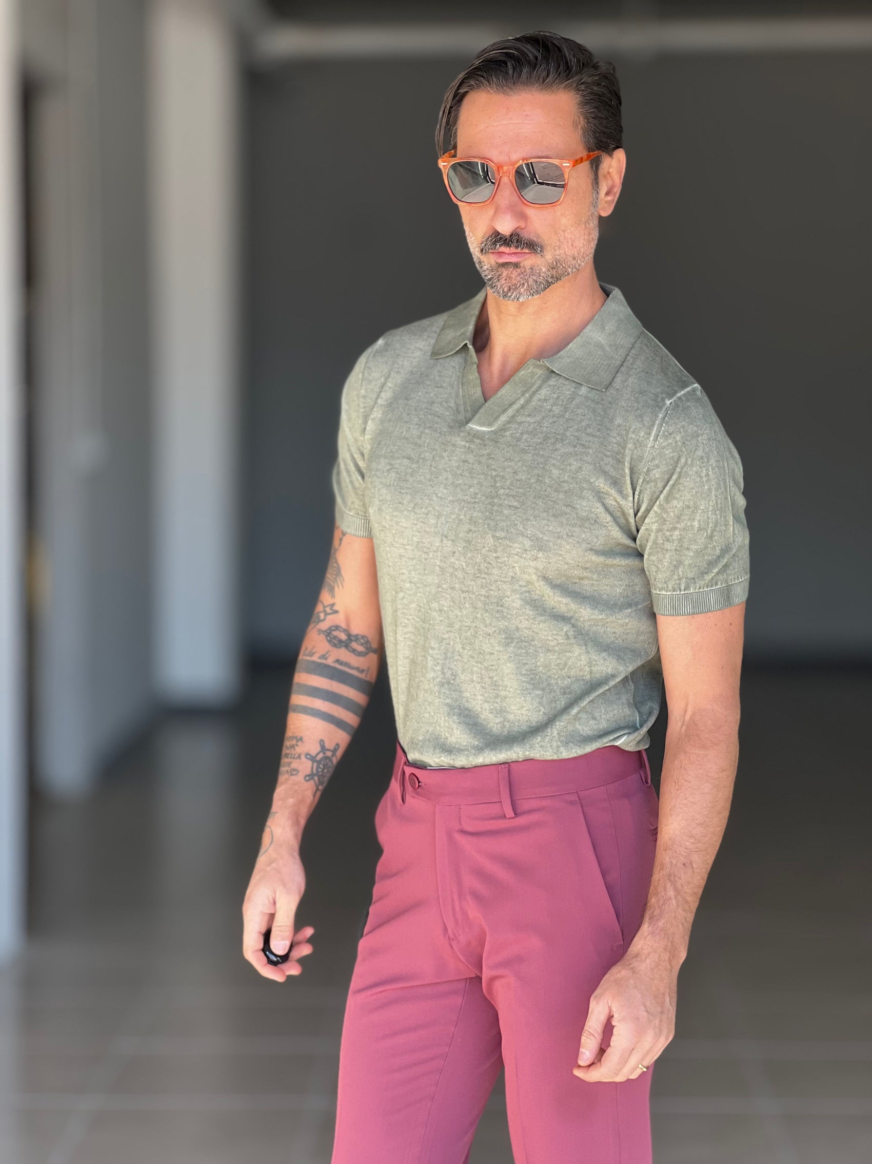 POLO XAGON VERDE DELAVE' COTONE