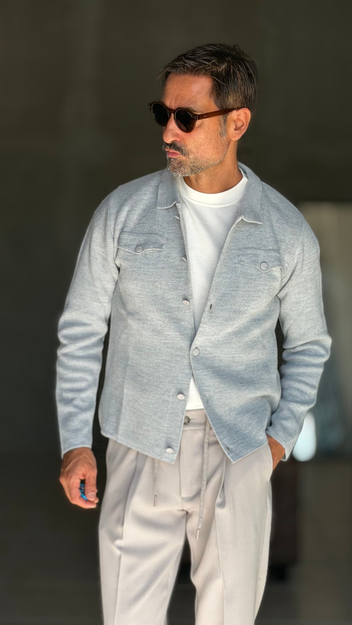 CARDIGAN  POLO GRIGIO    BOTTONE COPERTO