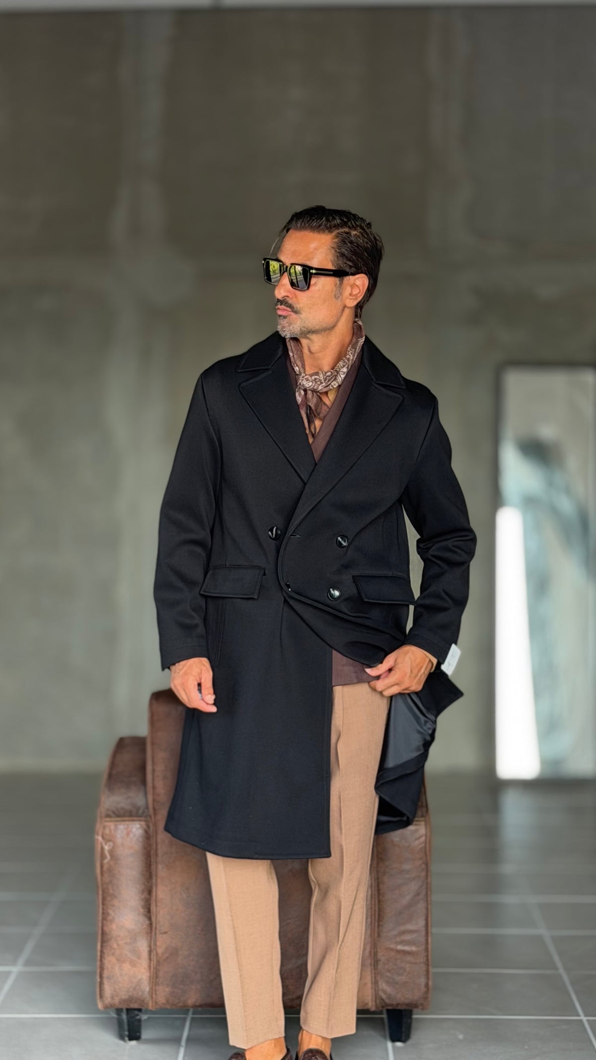 CAPPOTTO  DOPPIPETTO NERO OVER FIT  ALTATENSIONE