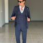 ABITO BLU  MONOPETTO  3 PEZZI  TRAMATO GILET PETRO'