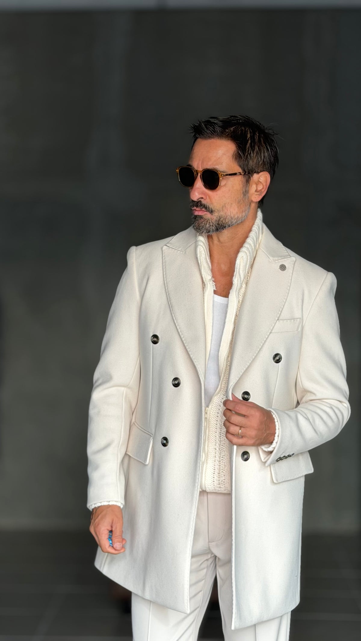 BLUE HIGH NECK COAT