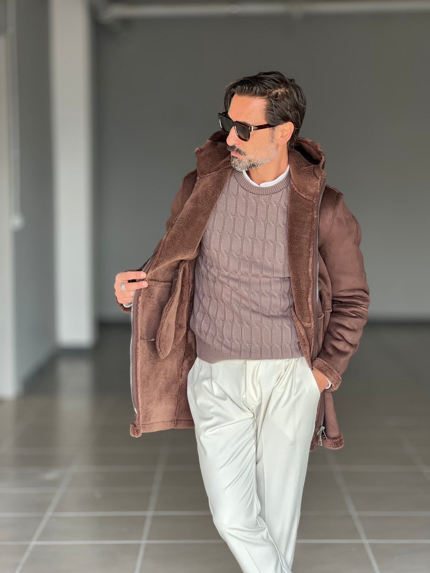 BLUE THREAD COTTON CREW NECK SWEATER