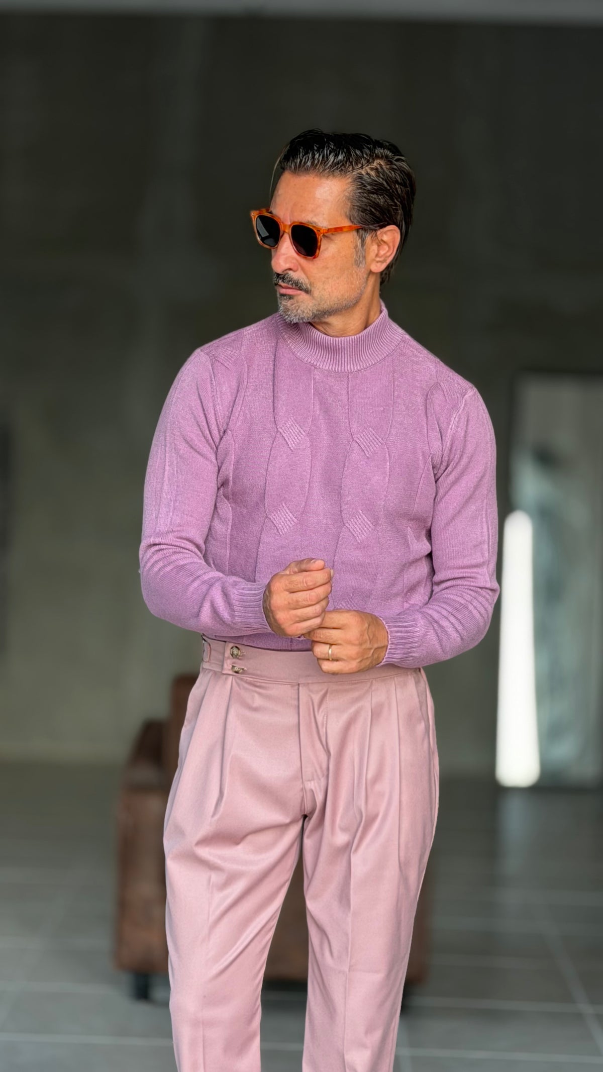 PULLOVER CIPRIA  MEZZO COLLO TRECCIA VISCOSA