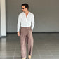 WHITE VISCOSE TROUSERS WITH REGULAR BOTTOM
