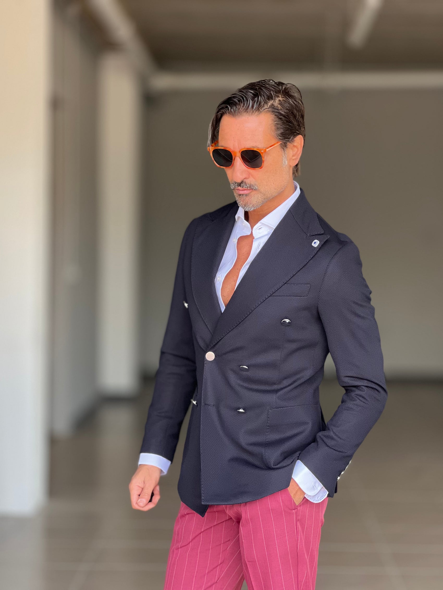 GIACCA BLU  DOPPIOPETTO  BOTTONE METALLO petro' 0078