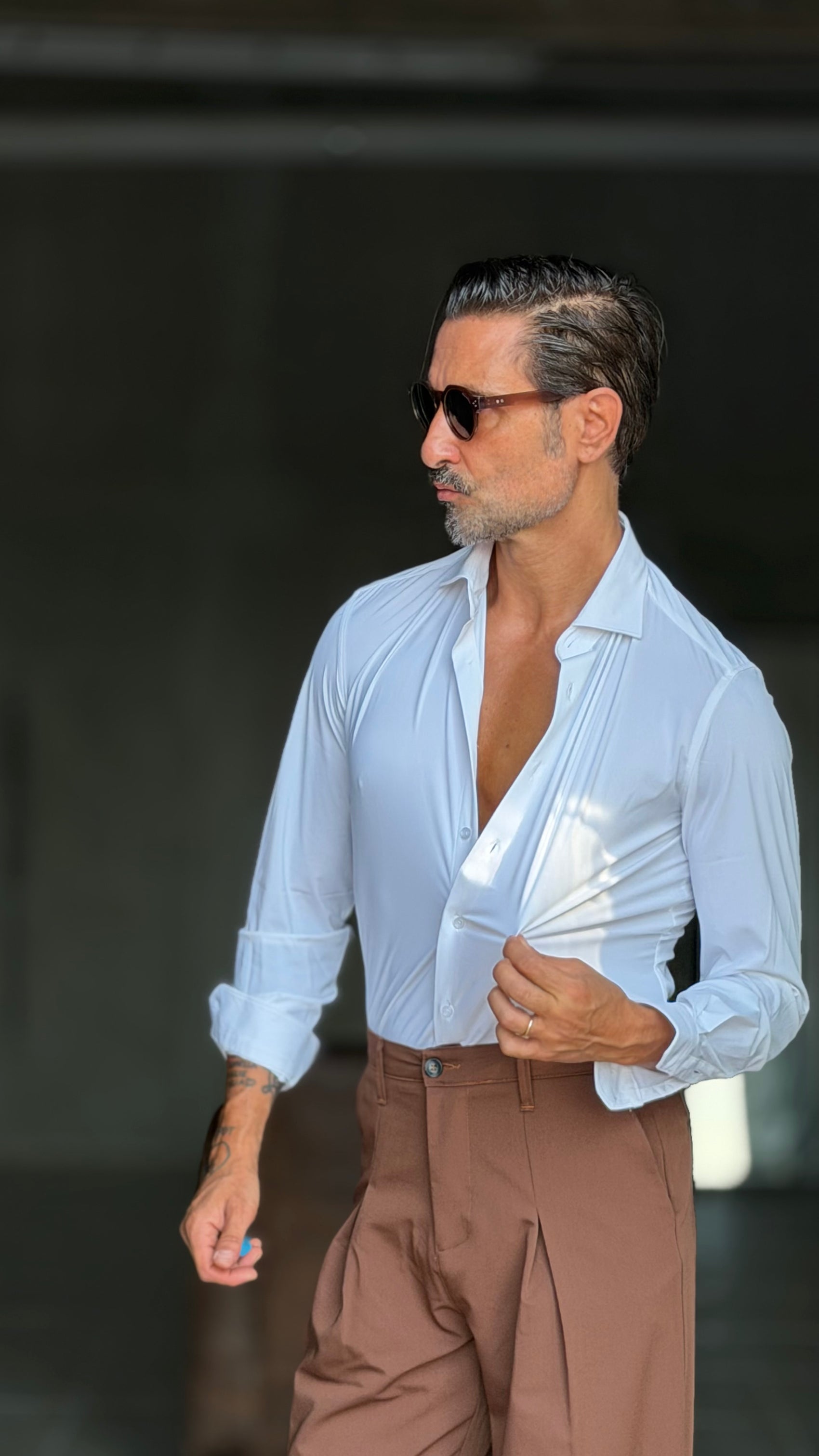 CAMICIA BIANCA MAGLINA PIGMENTO