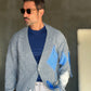 CARDIGAN GRIGIO ROMBO   CROP  FIT  PESANTE