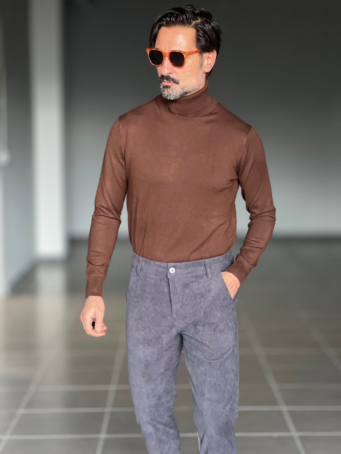 PANTALONE PIOMBO VELLUTO MILLERIGHE GAMBA DRITTA TASCA AMERICA