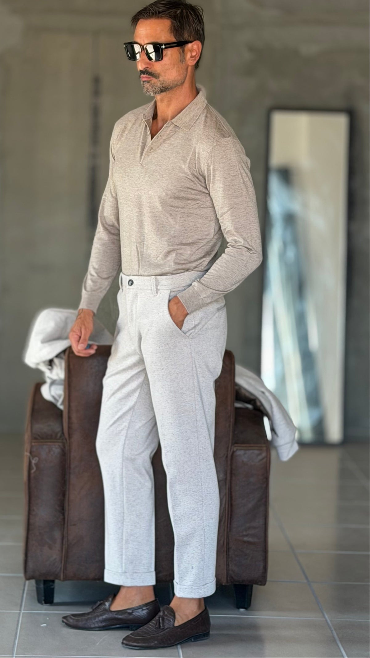 PANTALONE PANNA BOTTONATO TELAMIRA 600(ABBINABILE ALLA GIACCA TELAMIRA 600)