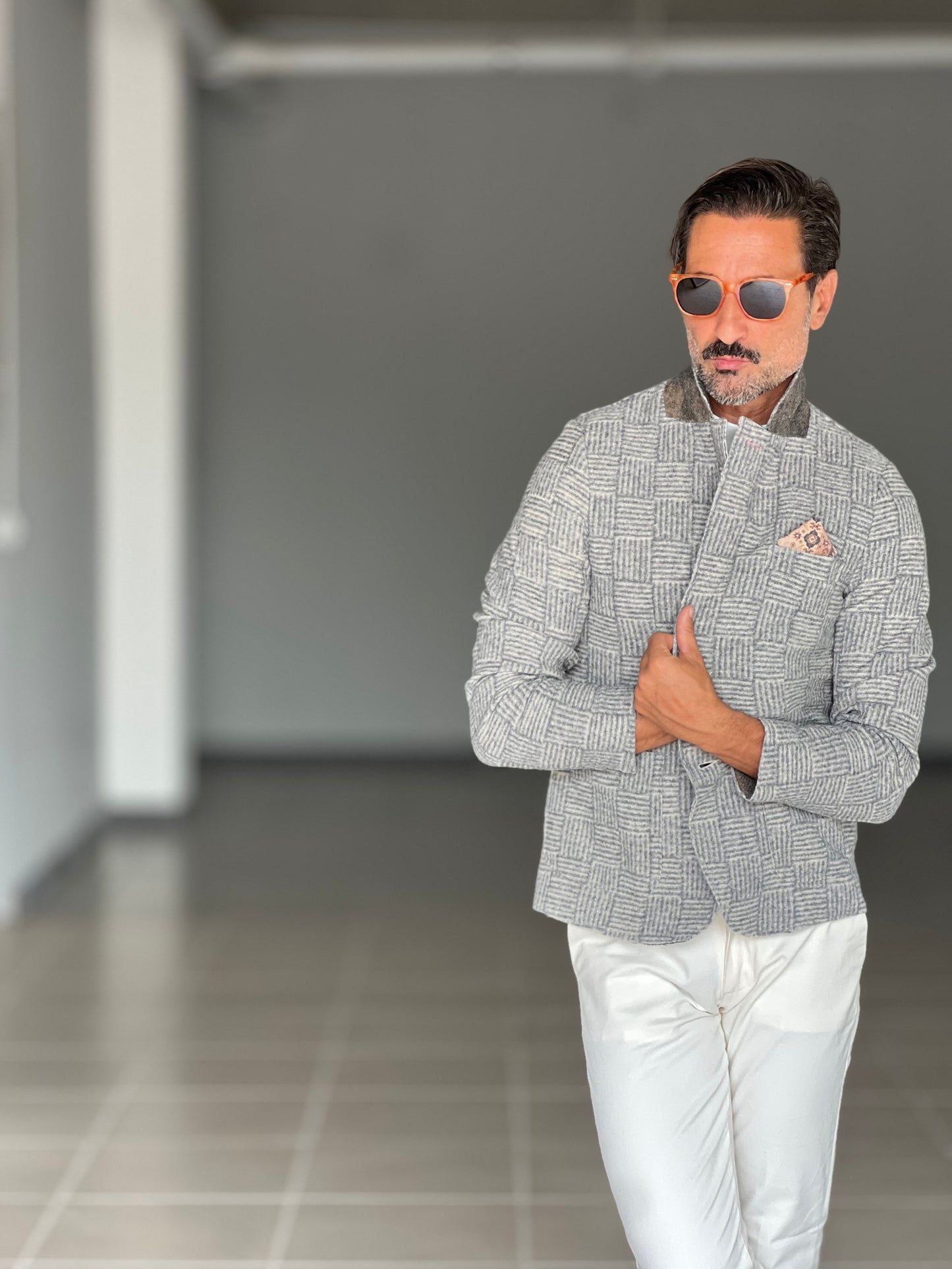 GIACCA KOON GALLES GRIGIO E BEIGE