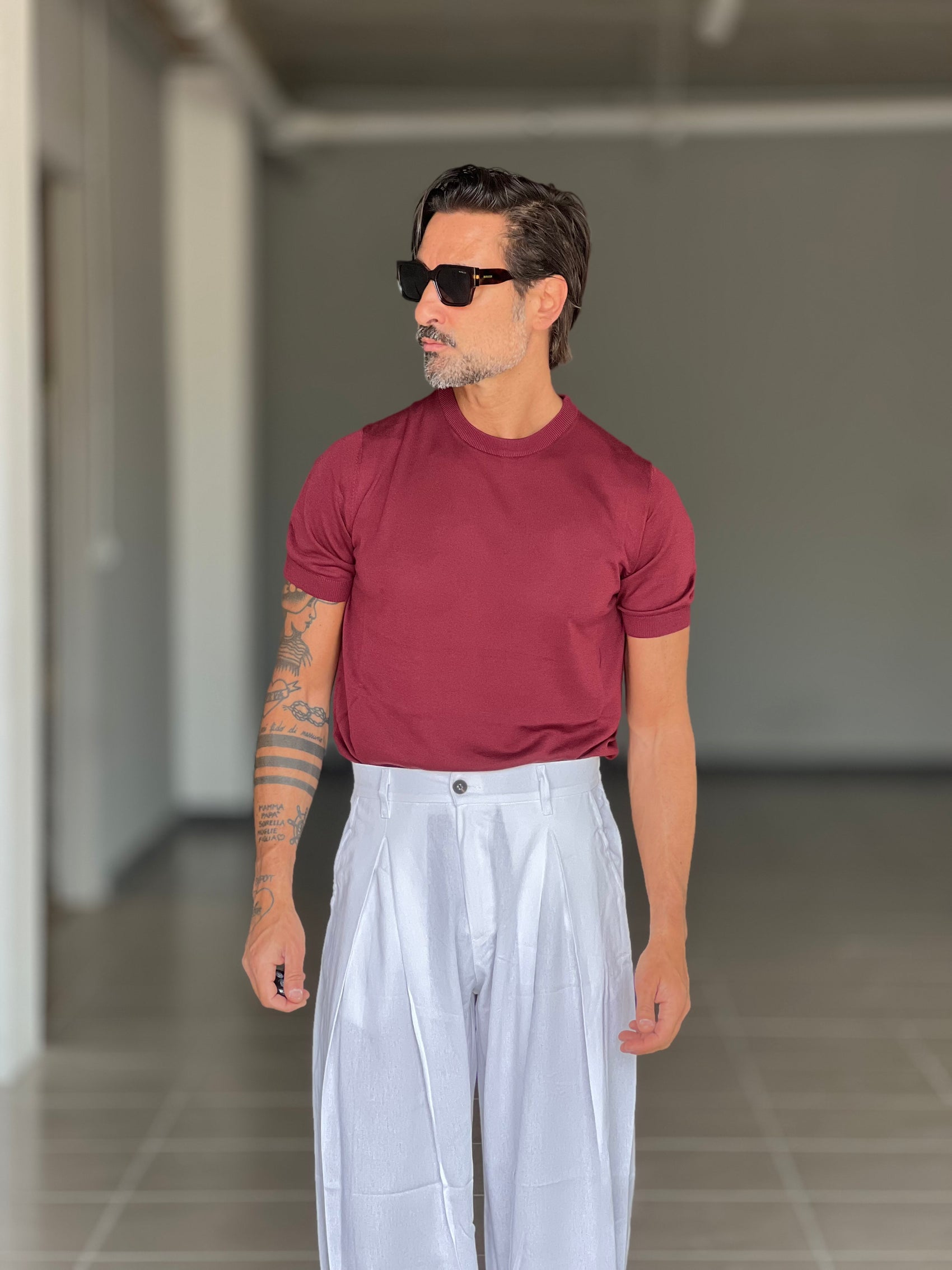 WHITE VISCOSE TROUSERS WITH REGULAR BOTTOM