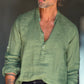 CAMICIA  SERAFINO VERDE LINO PURO