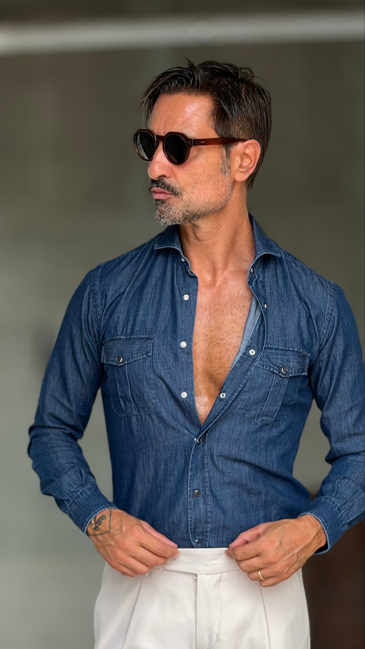 CAMICIA DEPOT  DENIM LAVAGGIO MEDIO  TEXANA