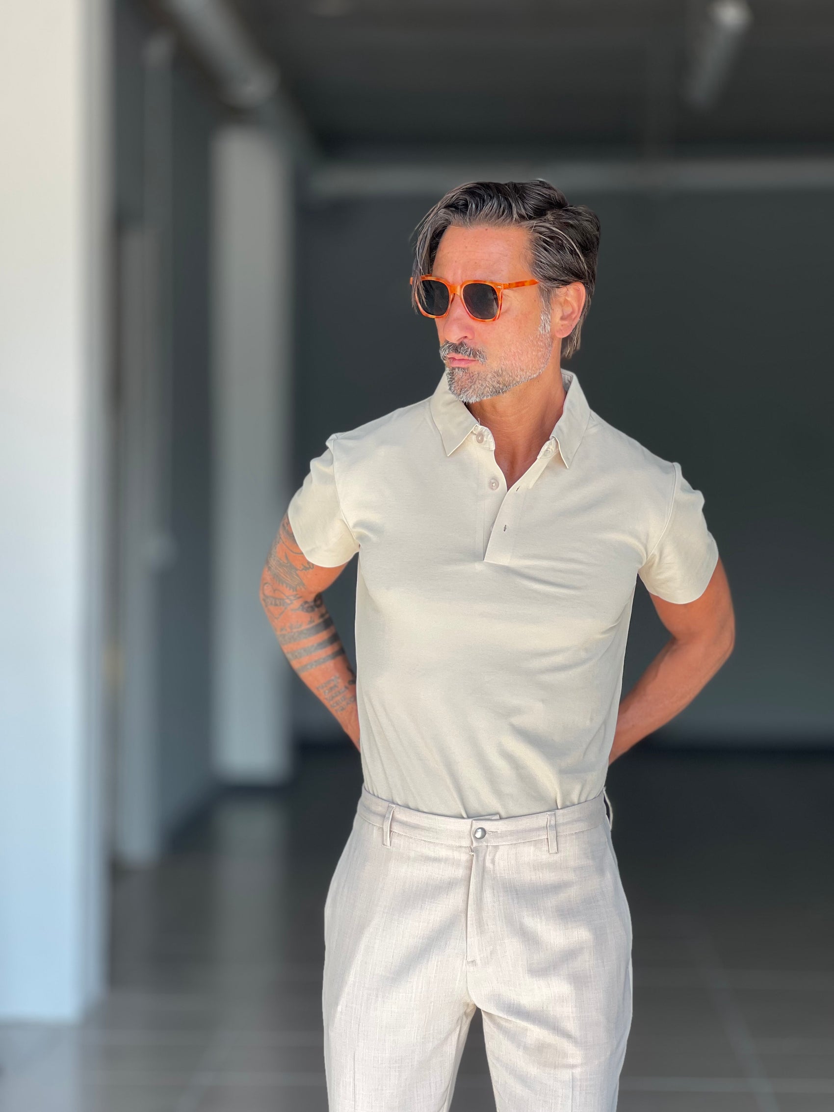 BLUE THREAD COTTON CREW NECK SWEATER